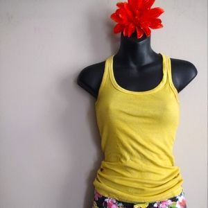 Yellow Lace Racerback Tank Ribbed